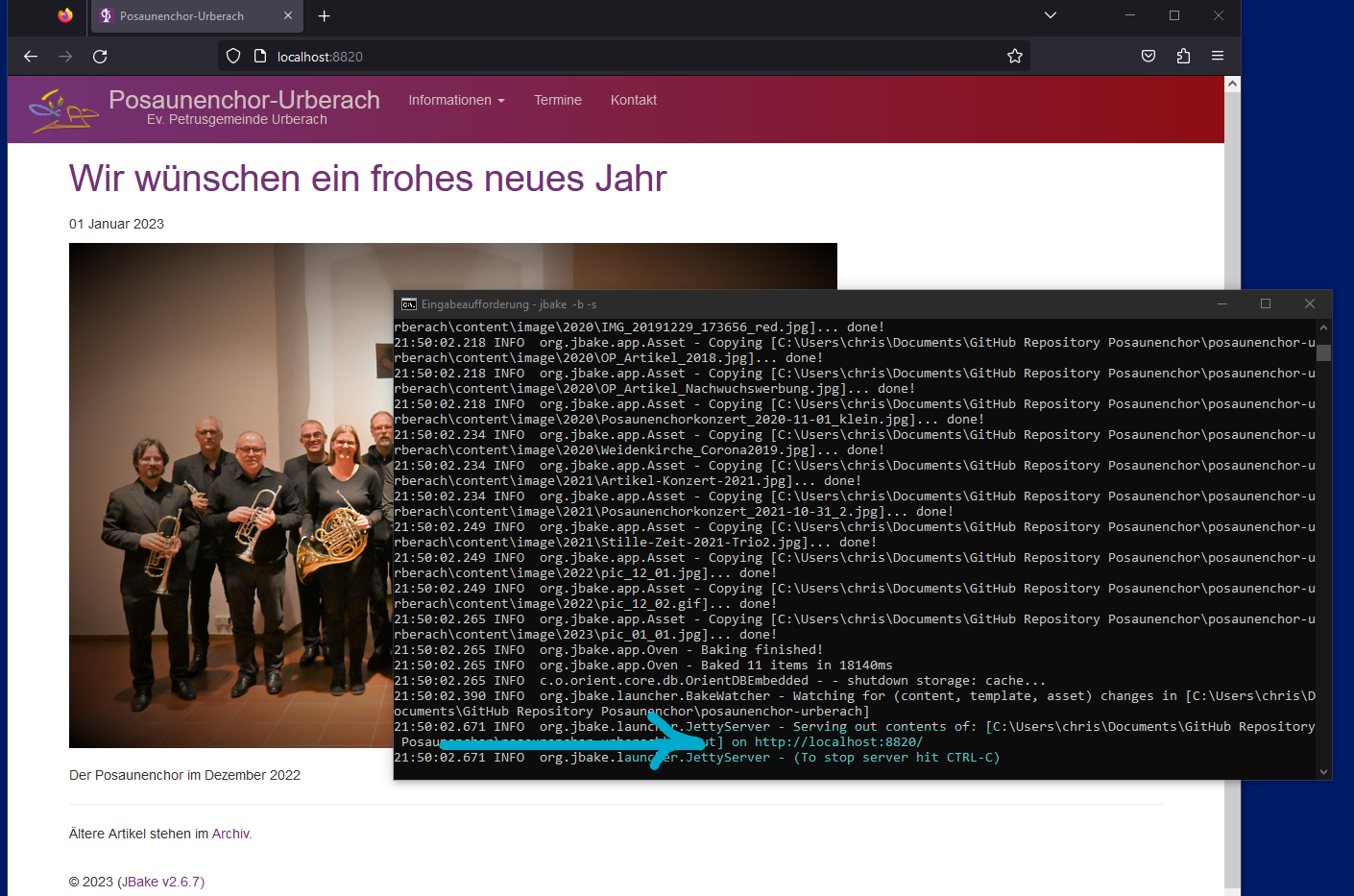 JBake mit Browser